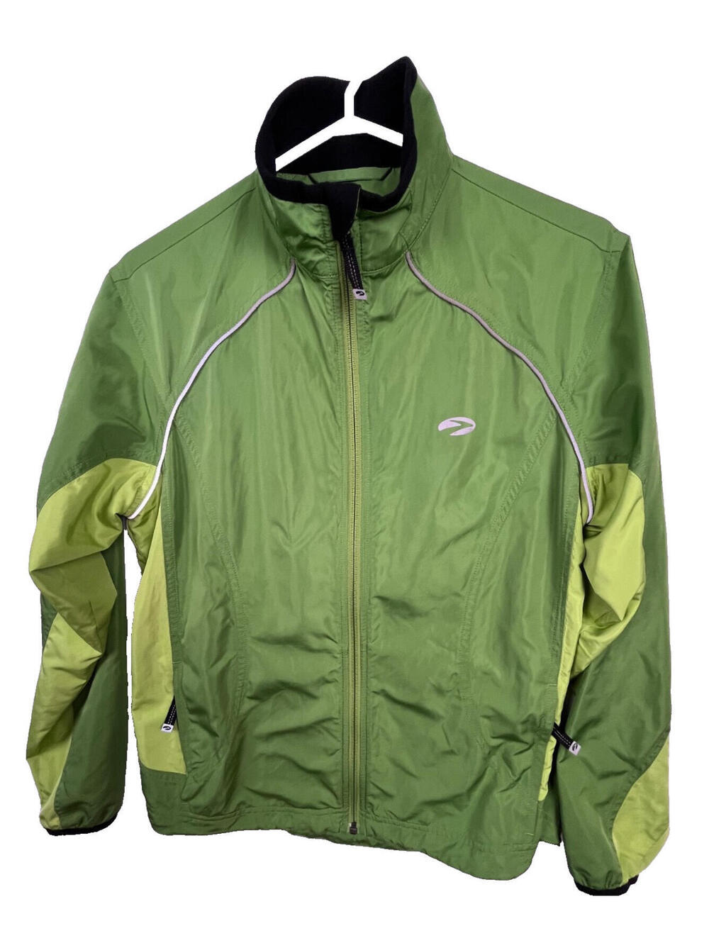 Brooks Women’s Running Jacket Green Hi Viz Reflective Windbreaker Vented Medium